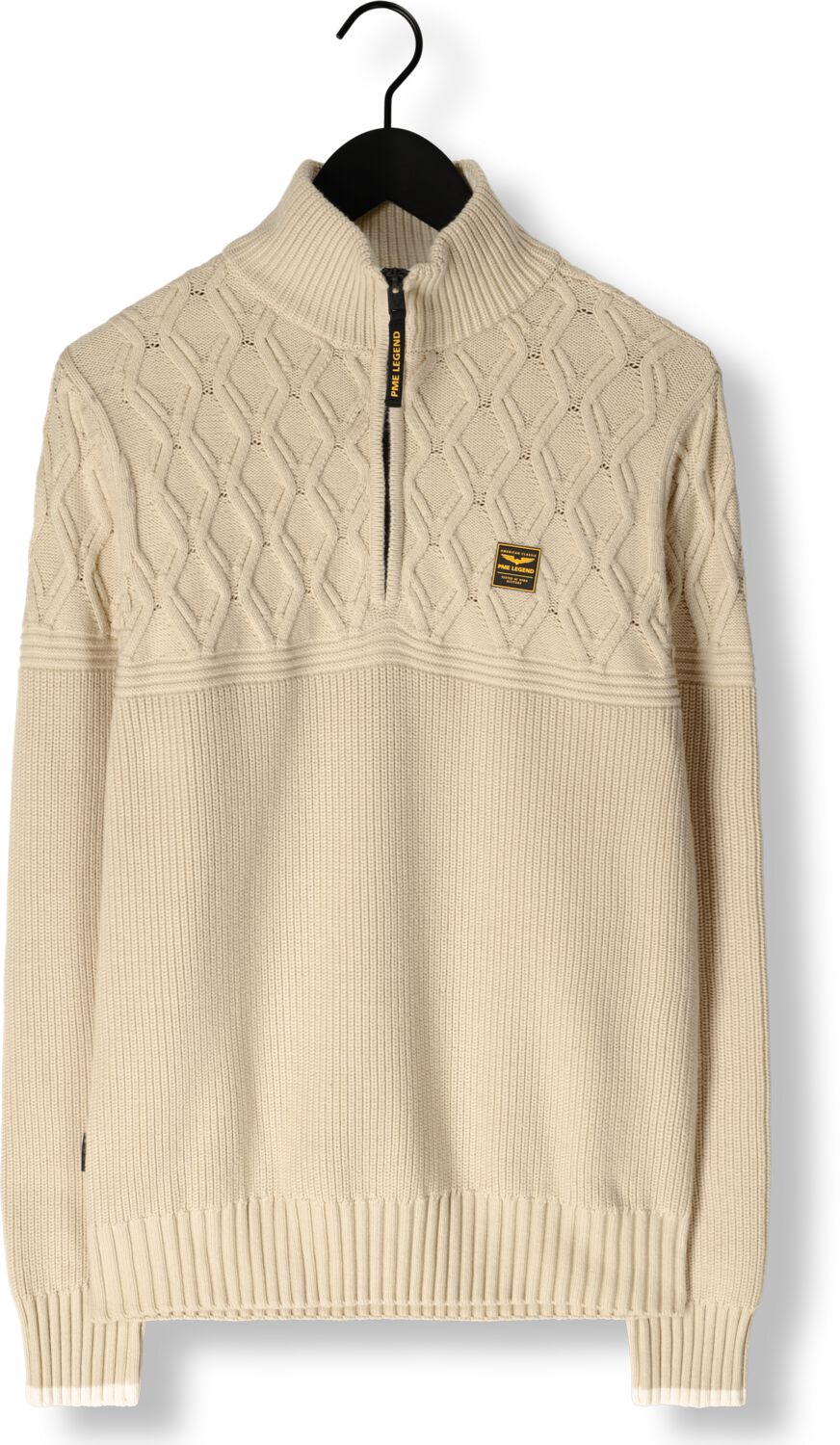 PME LEGEND Heren Truien & Vesten Half Zip Collar Cotton Mix Yarn Beige