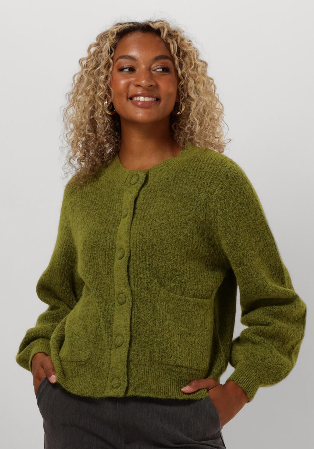 SELECTED FEMME Dames Truien & Vesten Slfsia Ras Ls Knit Pocket Groen