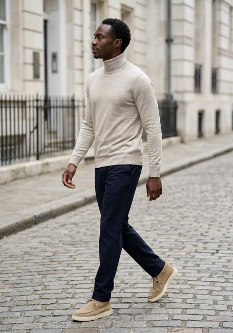 Beige PROFUOMO Coltrui PULLOVER ROLL NECK - large