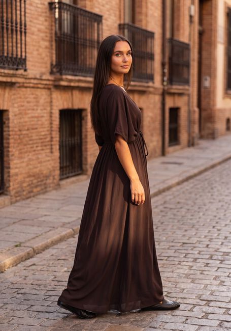 Bruine BY-BAR Maxi jurk LONG TWILL DRESS - large