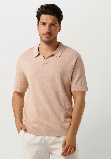 Oranje SELECTED HOMME Polo SLHBERG LINEN SS KNIT OPEN POLO - large