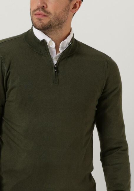 Donkergroene PUREWHITE Trui ESSENTIAL KNIT HALF ZIP LS - large
