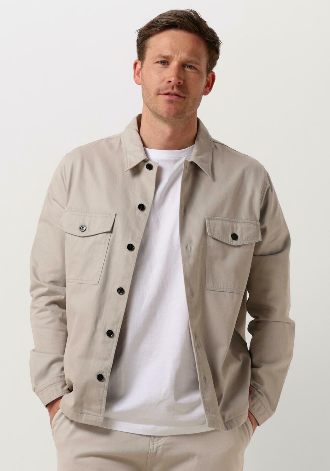 Hugo Boss Casual Overshirt Enalu Beige Heren