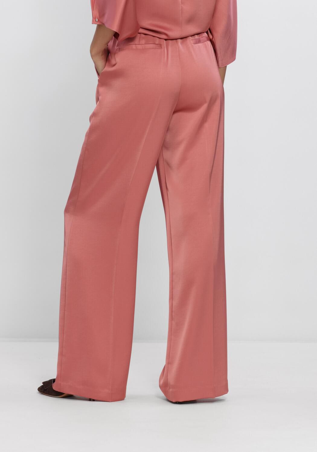 Roze DANTE6 Wijde broek JULES SATIN SMART PANTS - large