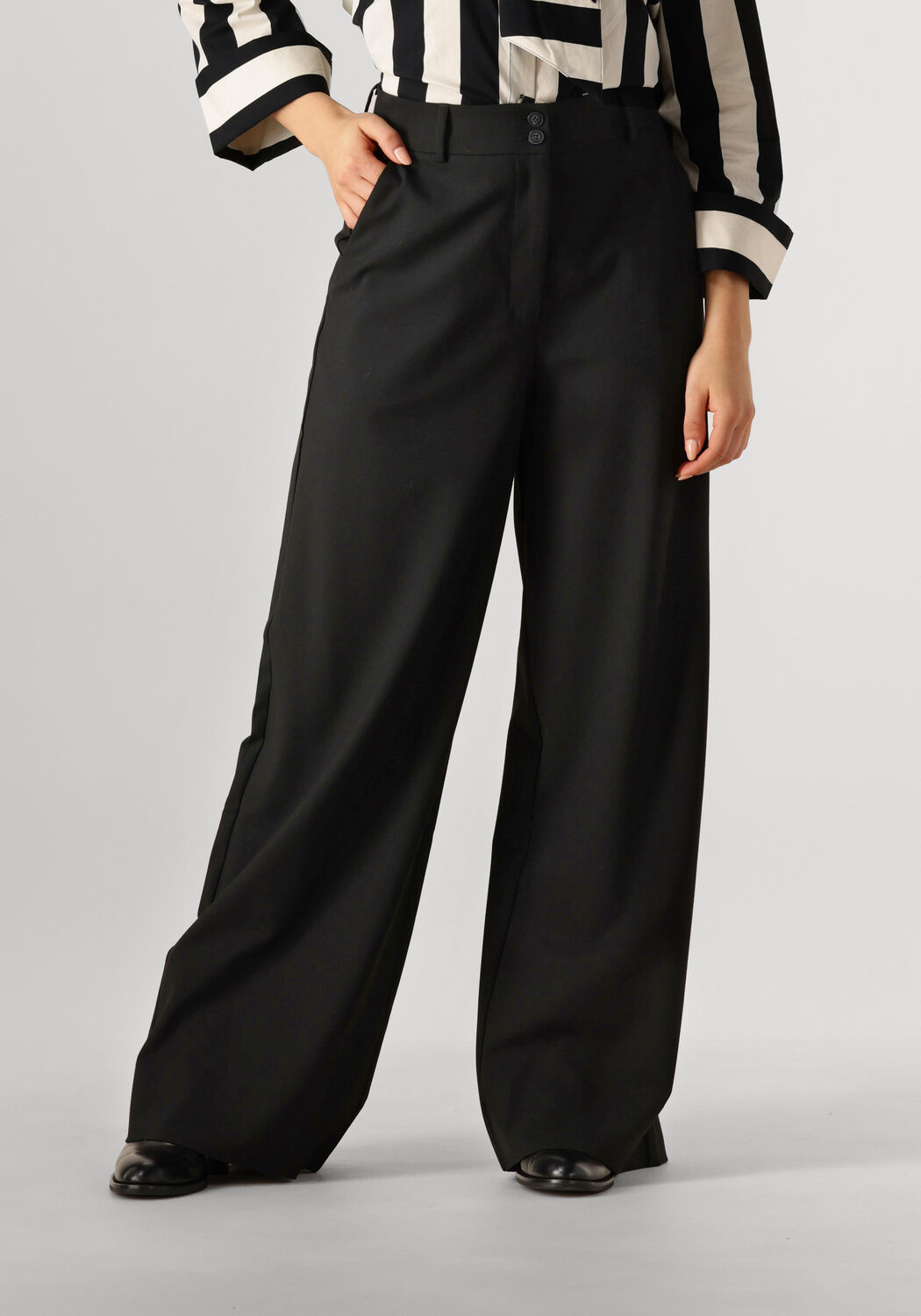 Fiveunits Elegante wijde zwarte broek Black Dames
