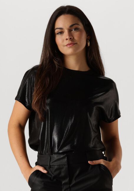Zwarte MOS MOSH T-shirt NIVOLA O-NECK METALLIC TEE - large