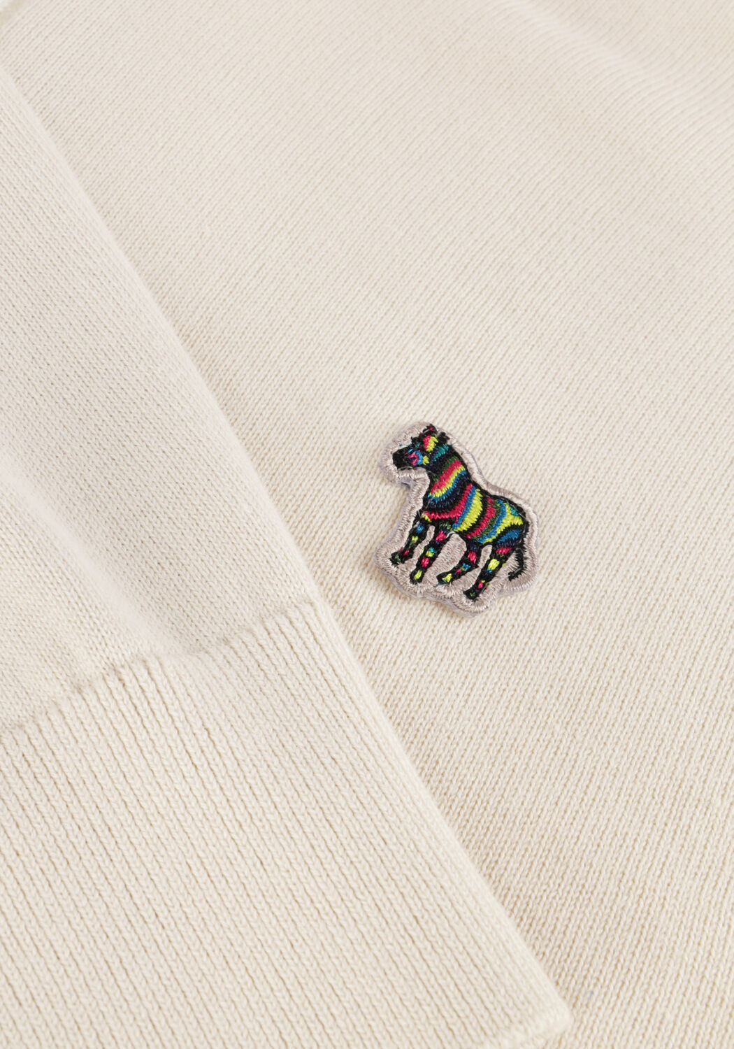 Lichtgrijze PS PAUL SMITH Trui MENS SWEATER ZIP NECK ZEB BAD - large