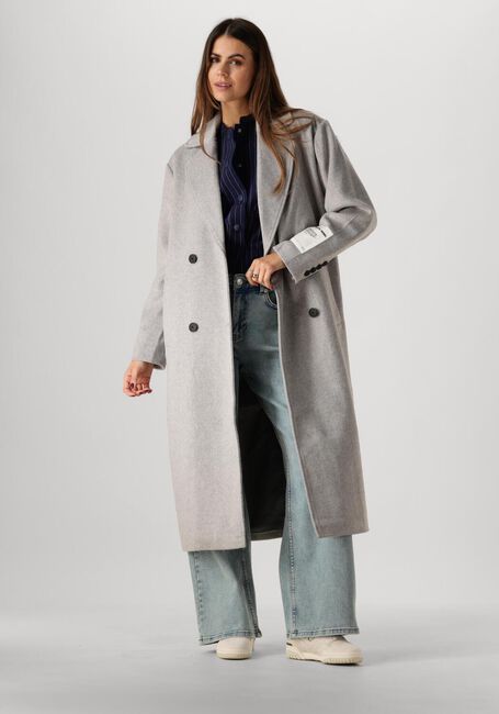 Grijze COLOURFUL REBEL Mantel ZANIA DOUBLE BREASTED WOOL LONG COAT - large