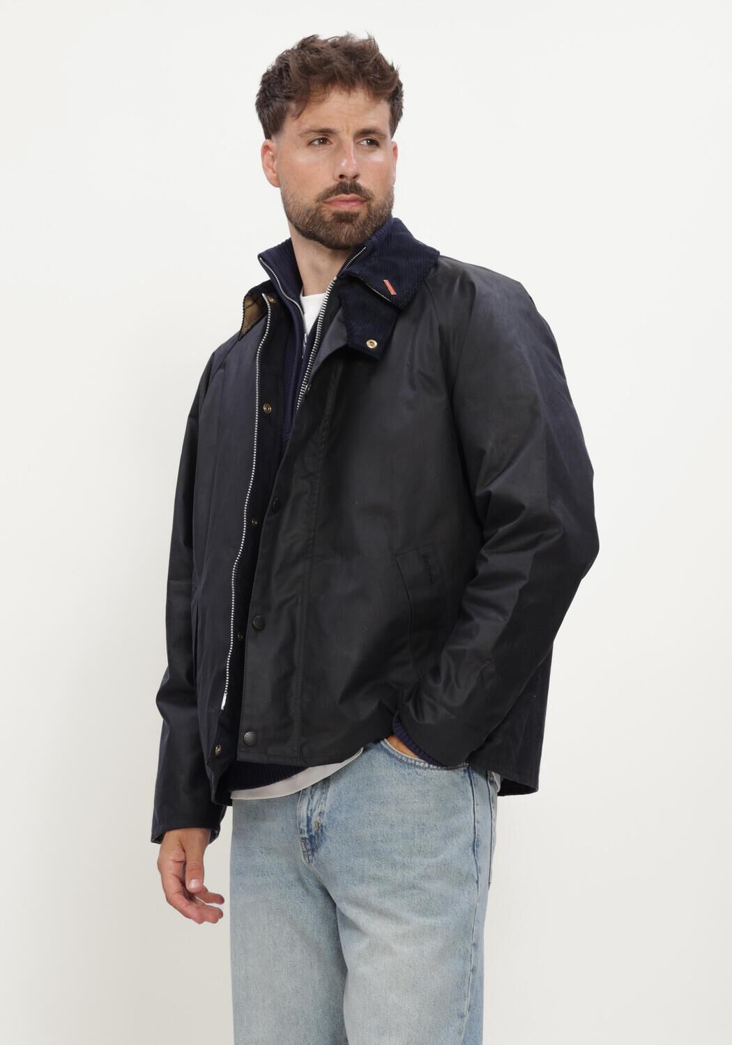 Donkerblauwe BARBOUR Jack ICONS TRANSPORT WAX - large