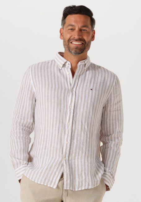 Ecru TOMMY HILFIGER Casual overhemd LINEN ESSENTIAL STRIPE RF SHIRT - large