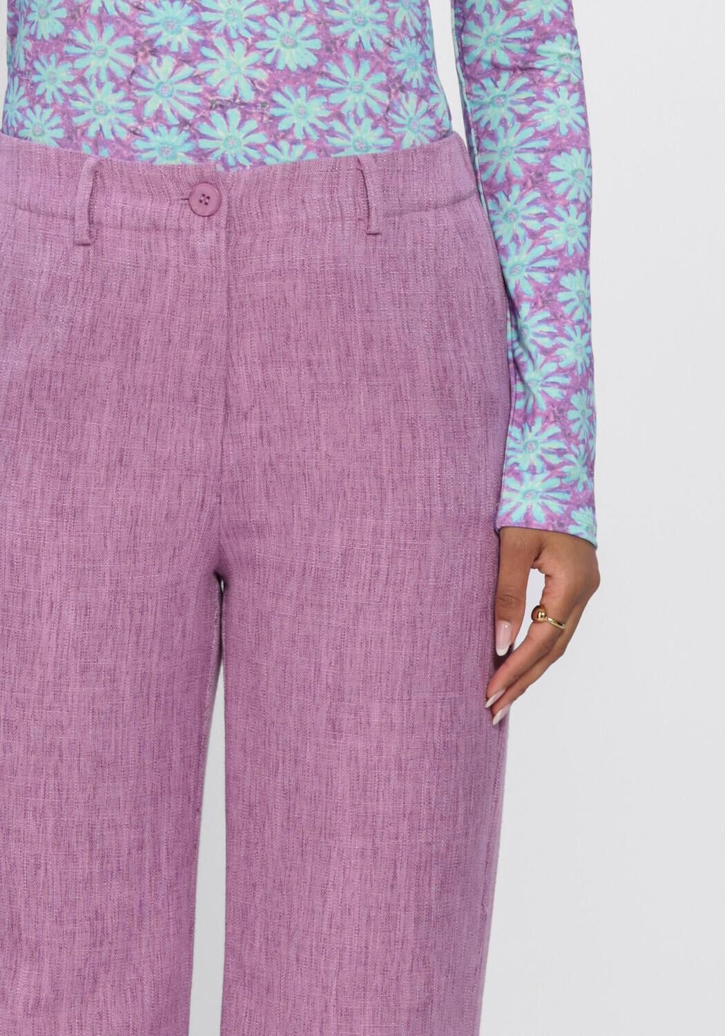 Paarse YDENCE Wijde broek PANTS LEONA - large