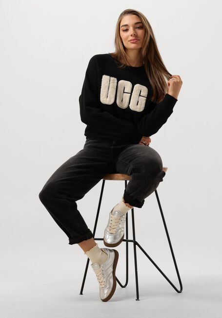 Zwarte UGG Sweater MADELINE FUZZY LOGO CREWNECK - large