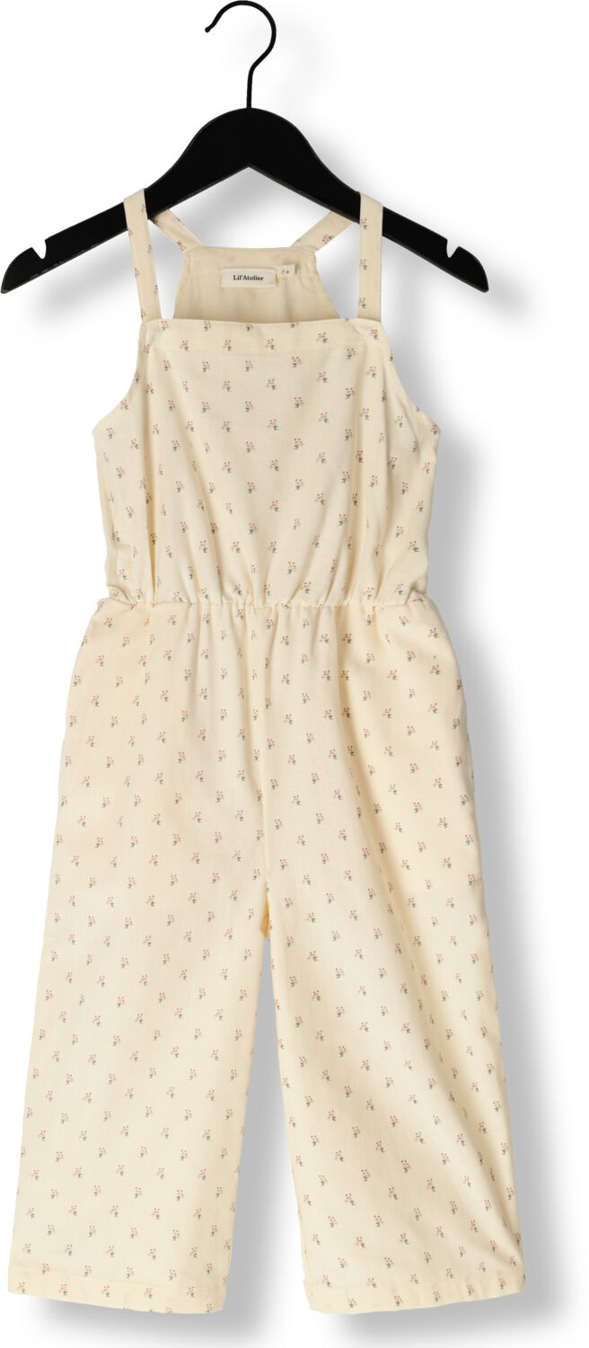 LIL' ATELIER MINI regular fit tuinbroek NMFFAMAJA met all over print ecru Meisjes Katoen Vierkante hals 104