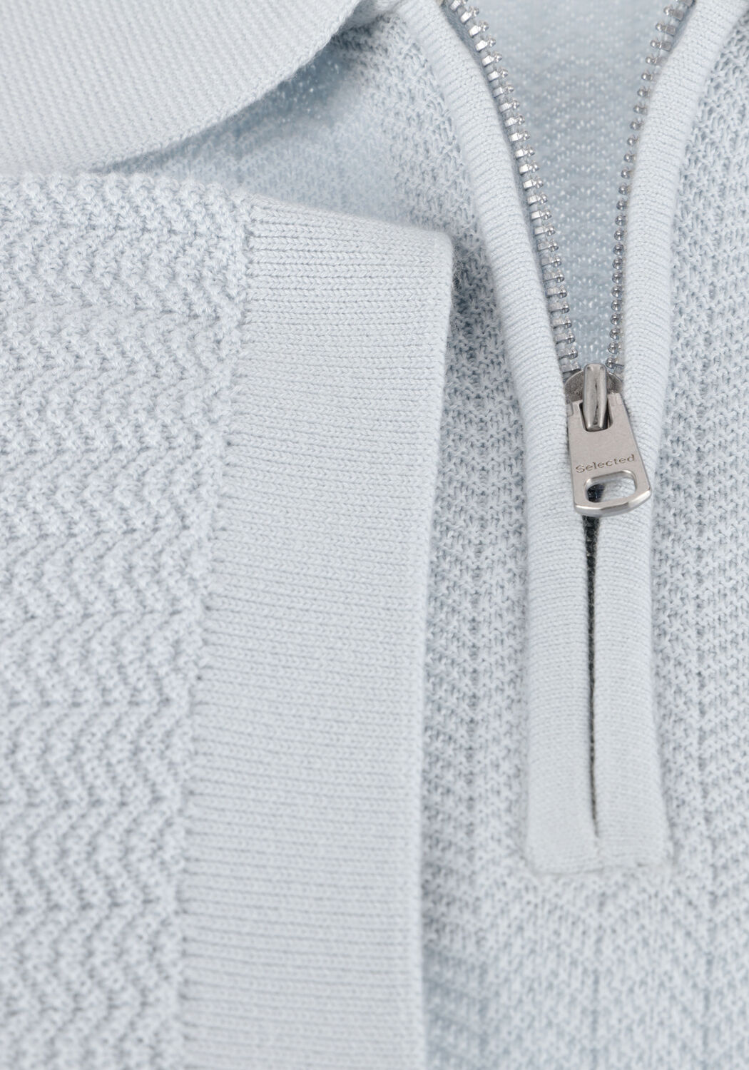 Blauwe SELECTED MEN Polo / T-shirt SLHCRAN SS KNIT STRUCTURE ZIP  POLO NOOS - large