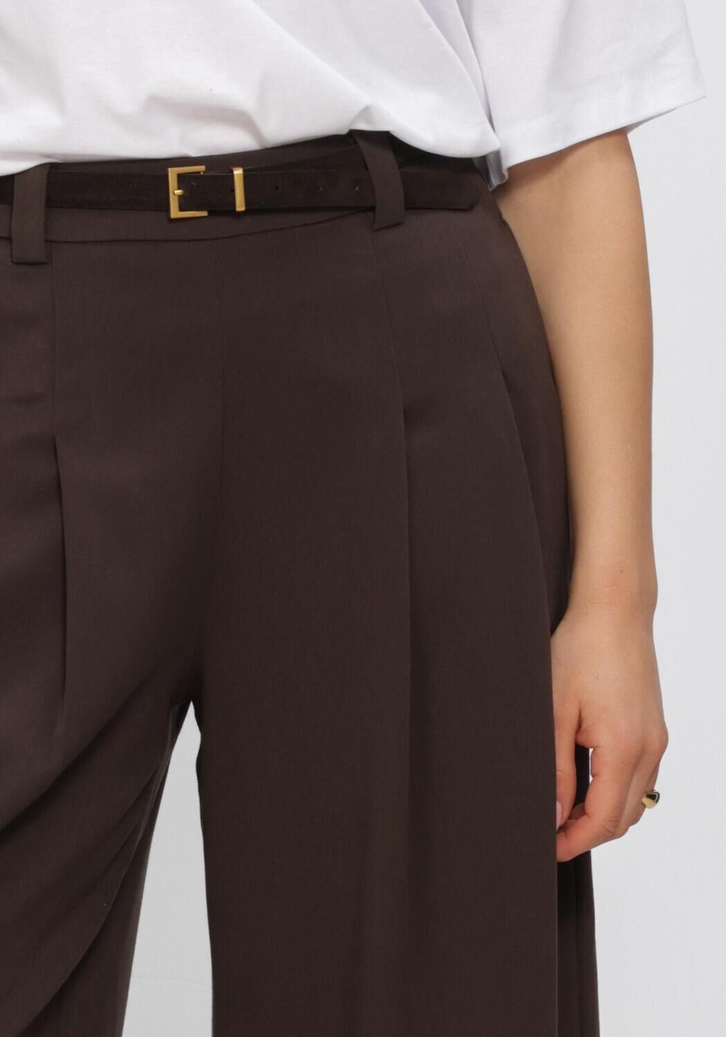 Bruine MSCH COPENHAGEN Broeken MSCHMARYLA HENRIKA HW CULOTTE PANTS - large