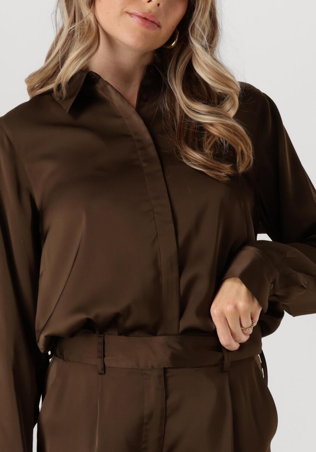 ANOTHER LABEL Dames Blouses Caroline Shirt Bruin