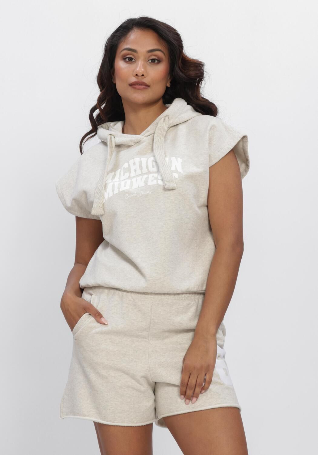 Grijze PENN & INK Truien/vesten HOODIE PRINT - large