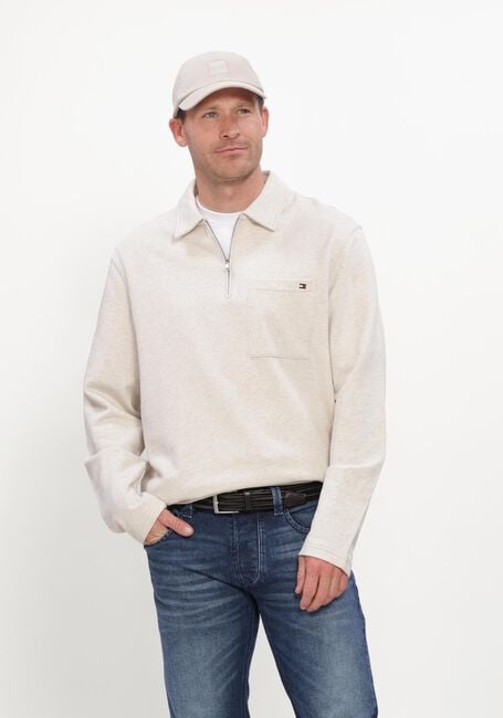 Ecru TOMMY HILFIGER Sweater ESSENTIAL TERRY POCKET 1/4 ZIP - large