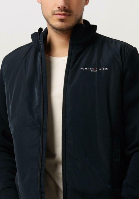 Donkerblauwe TOMMY HILFIGER Vest TOMMY LOGO MIX MEDIA STAND ZIP - large