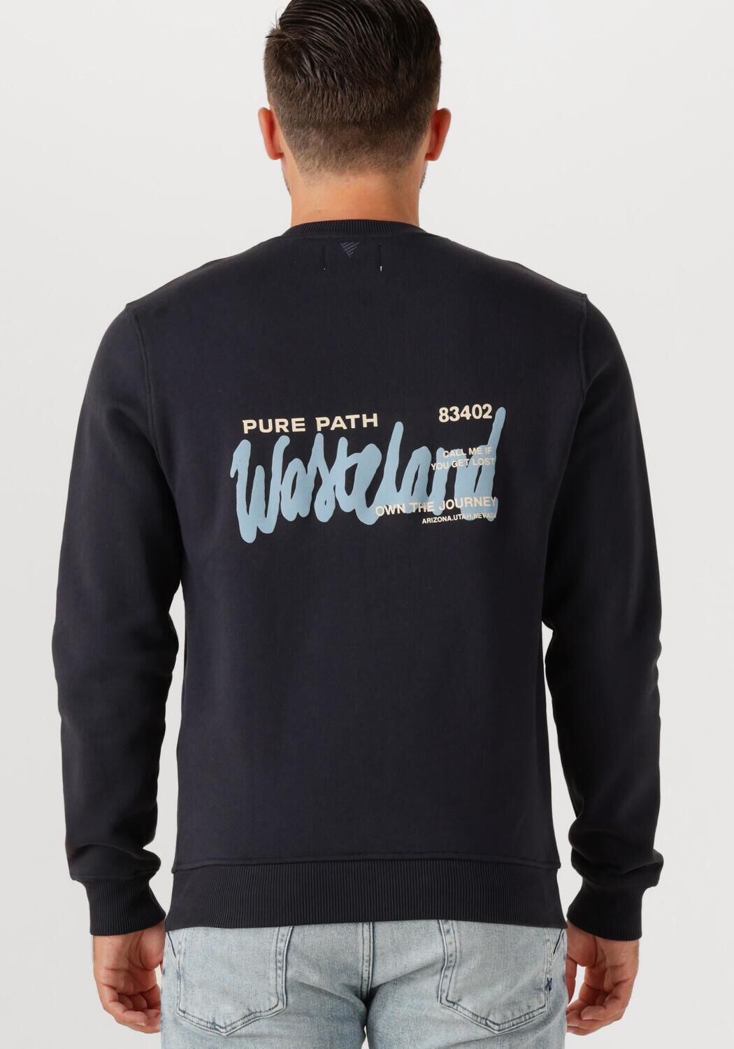 PURE PATH Heren Truien & Vesten Regular Fit Crewneck Ls Sweaters Donkerblauw