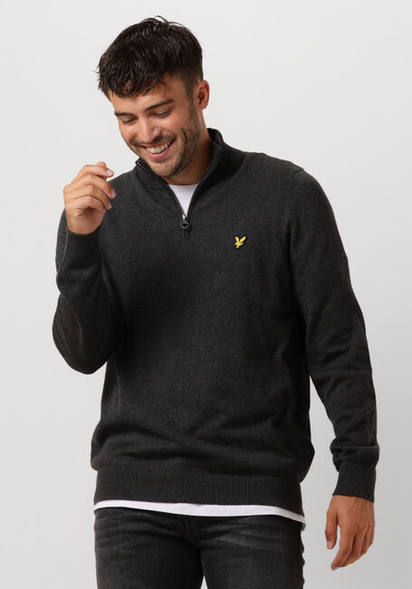 Donkergrijze LYLE & SCOTT Trui COTTON MERINO QUARTER ZIP JUMPER - large