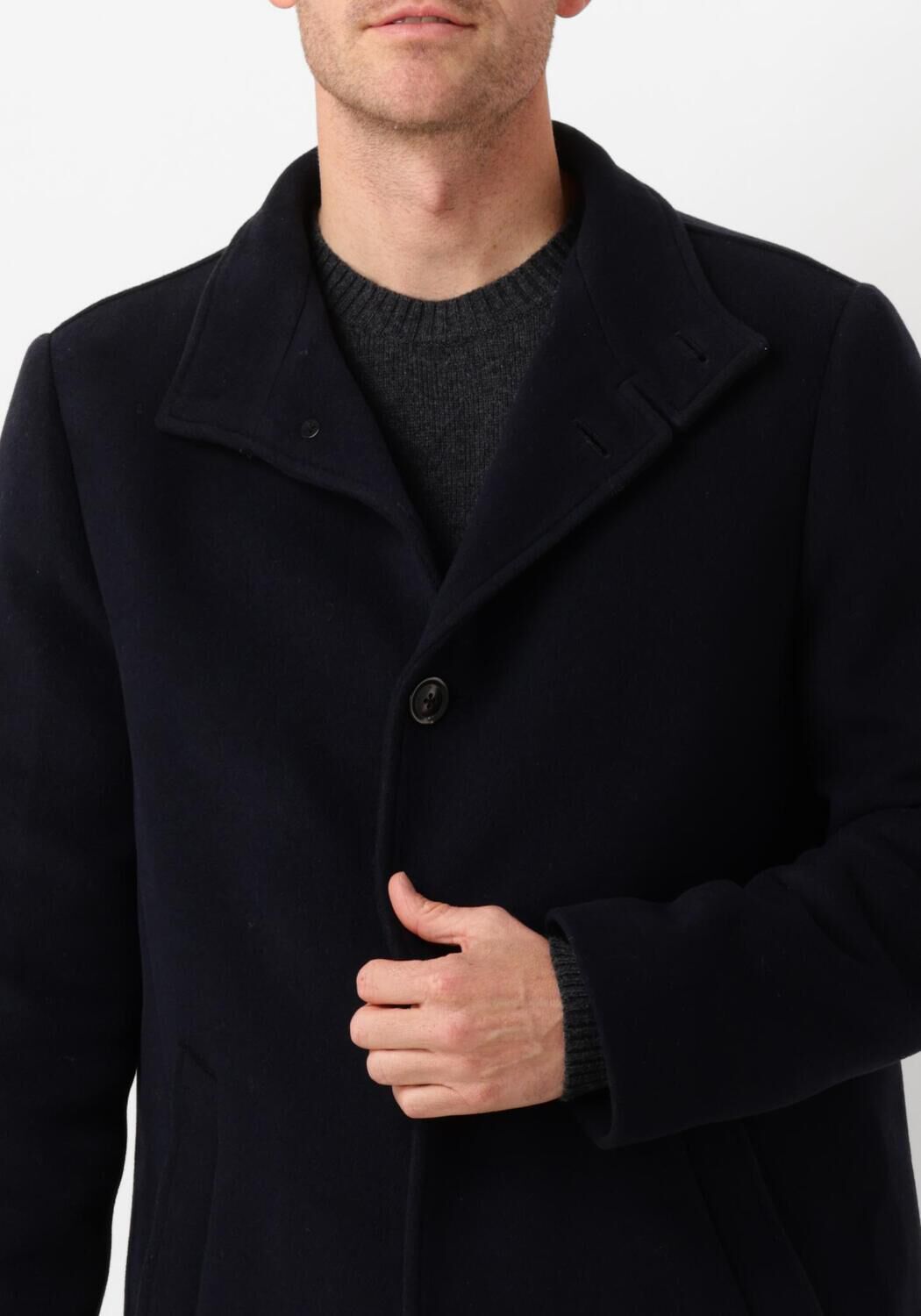 TOMMY HILFIGER Heren Jassen Dc Stand Collar Wool Mix Coat Donkerblauw