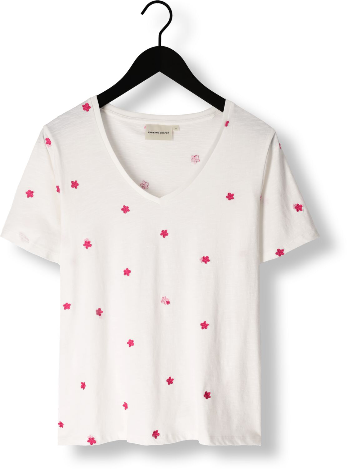 FABIENNE CHAPOT Dames Tops & T-shirts Phill V-neck Pink Flower T-shirt Ecru