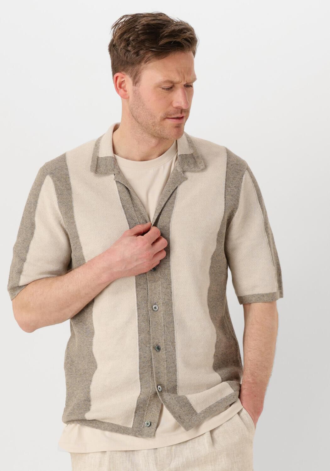 PROFUOMO Heren Polo's & T-shirts Polo Camp Button Th Beige