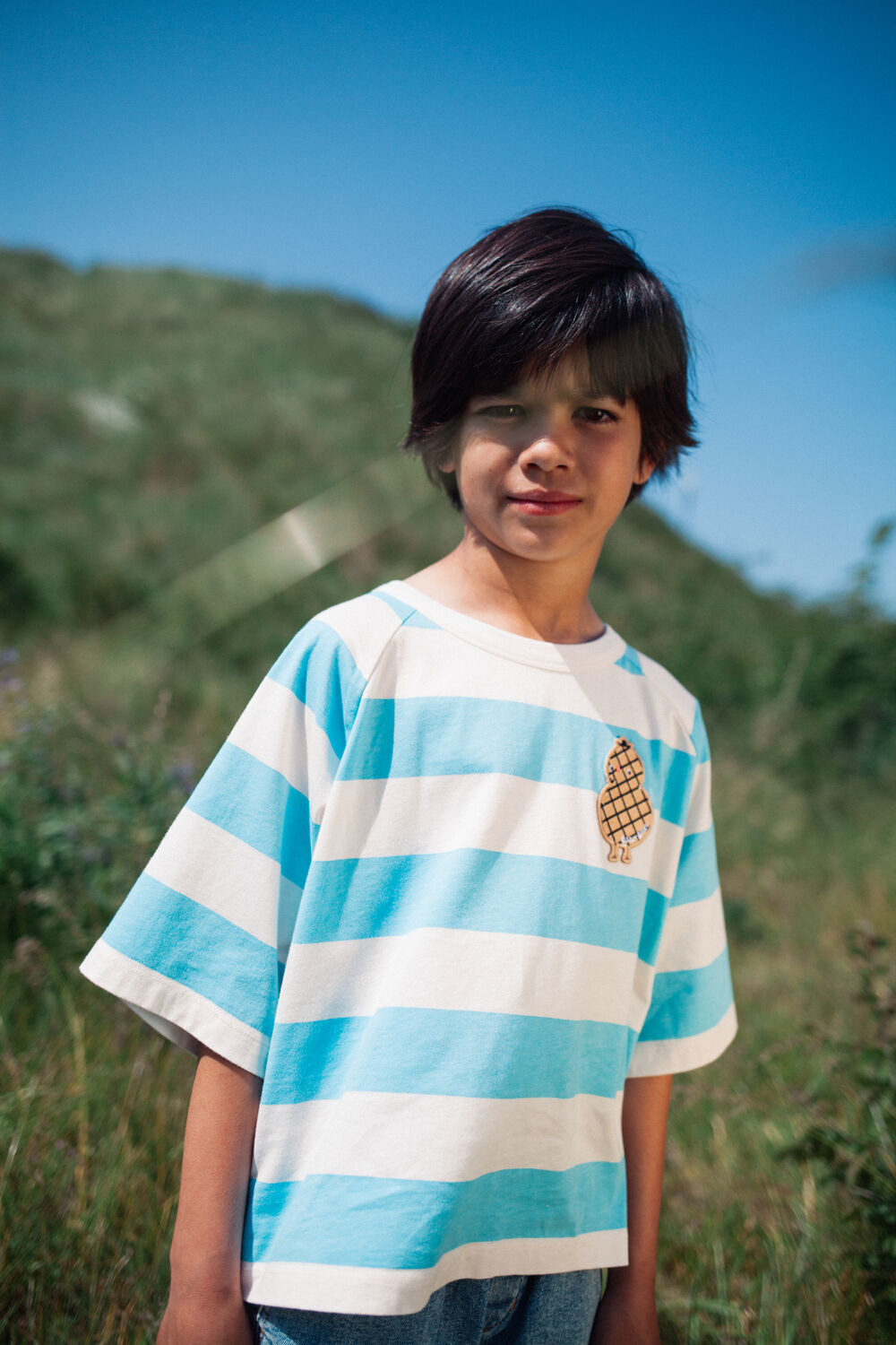 DAILY BRAT Jongens Polo's & T-shirts Striped T-shirt G Blauw