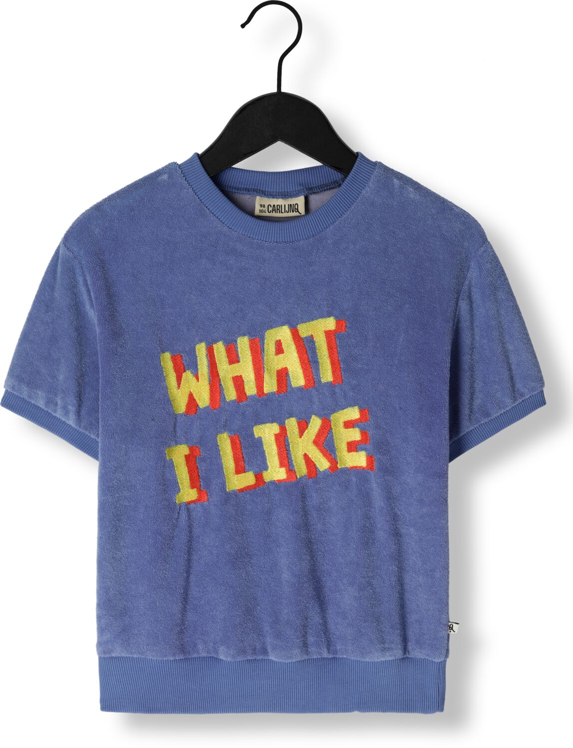 CARLIJNQ Jongens Polo's & T-shirts What I Like Sweaterr Short Sleev E With Embroidery Blauw