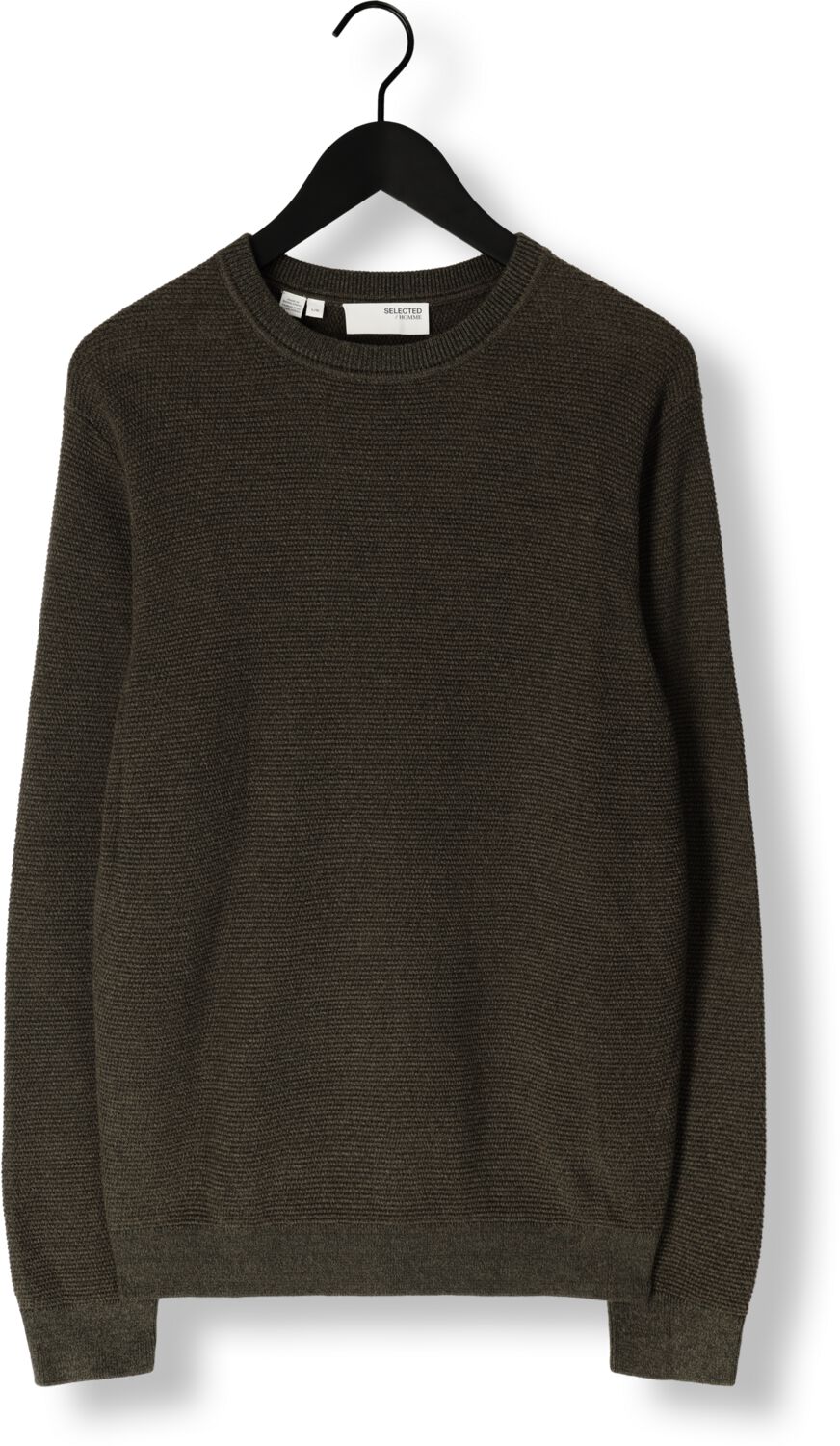 SELECTED HOMME Heren Truien & Vesten Slhross Ls Knit Structure Crew Neck Noos Groen