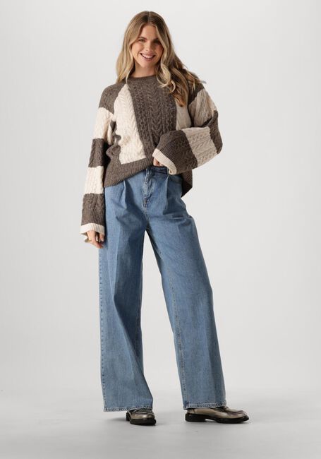 Beige OBJECT Trui OBJROSA KNIT L/S RE PULLOVER - large