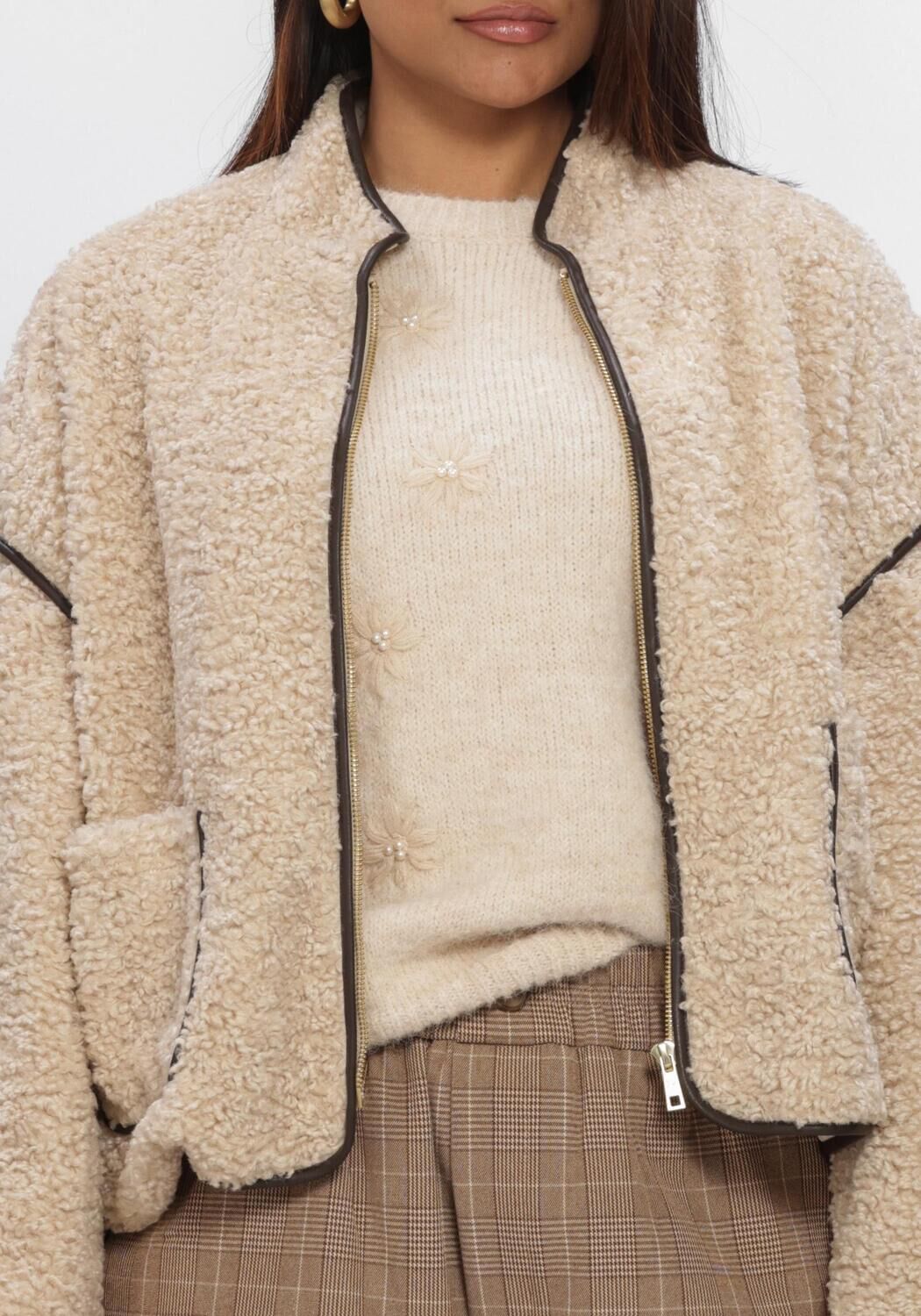 Beige NUKUS Teddy jas HEINEKE JACKET - large