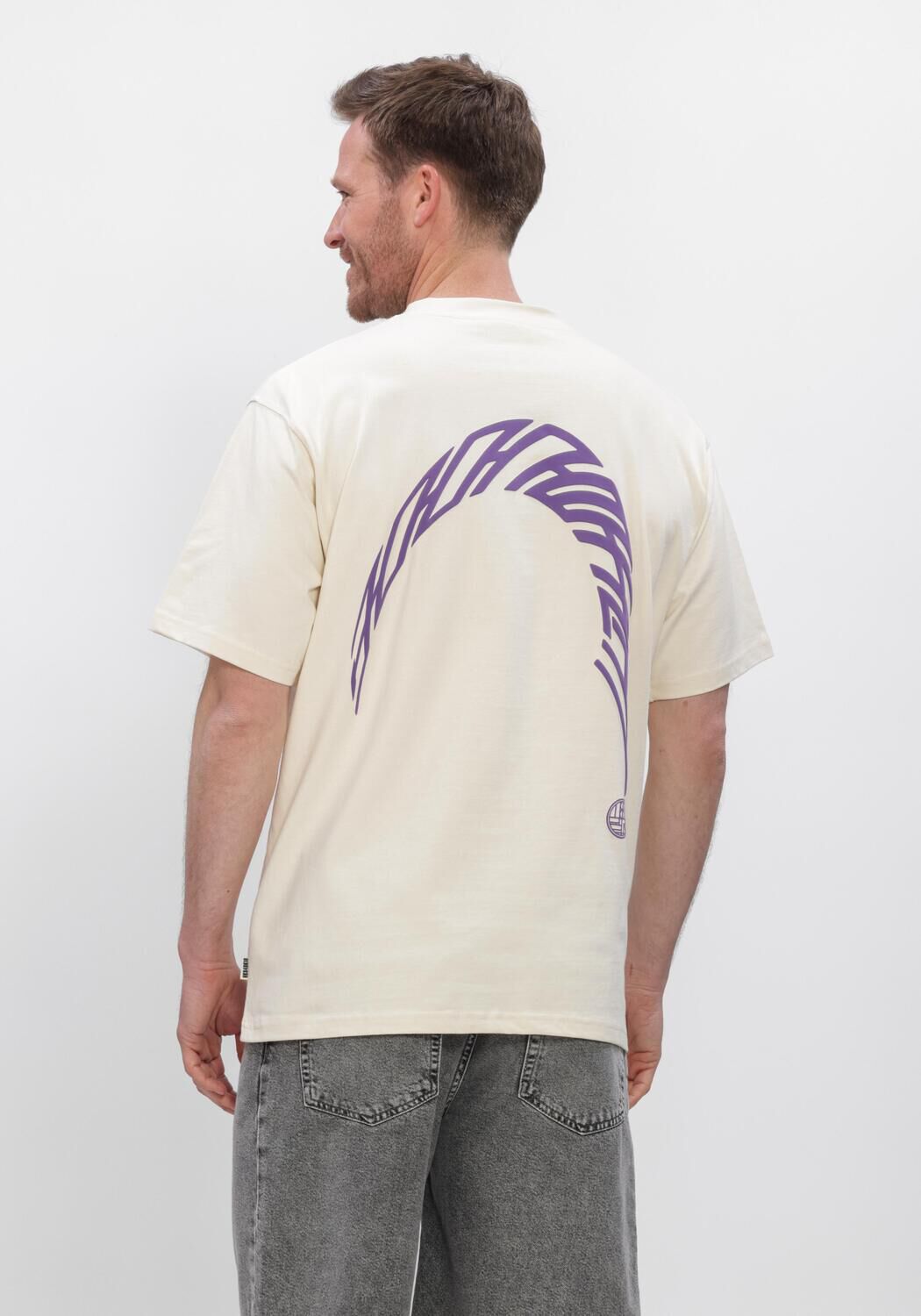 Ecru WOODBIRD T-shirt WBBAINE WARP TEE - large