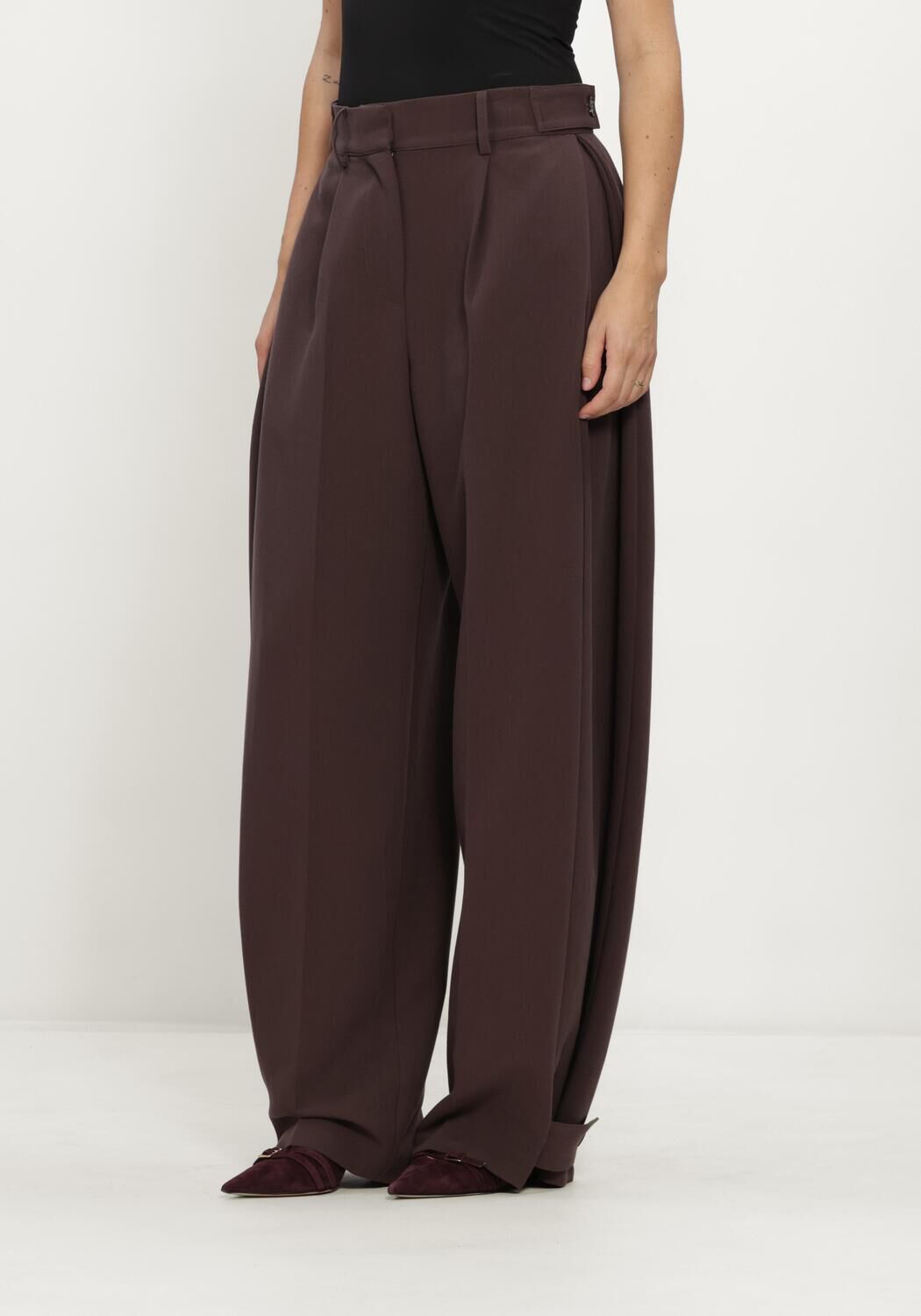 Bruine CO'COUTURE Wijde broek ACILECC LEG PLEAT PANT - large