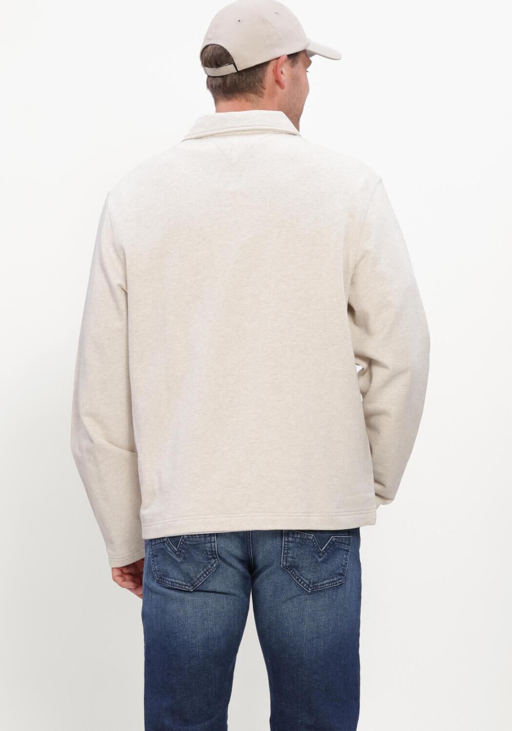 Ecru TOMMY HILFIGER Sweater ESSENTIAL TERRY POCKET 1/4 ZIP - large