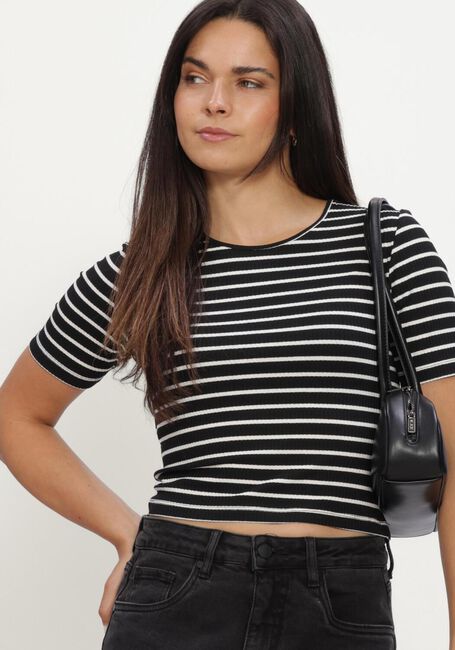 Zwarte ANOTHER LABEL T-shirt ELYNE STRIPE T-SHIRT S/S - large