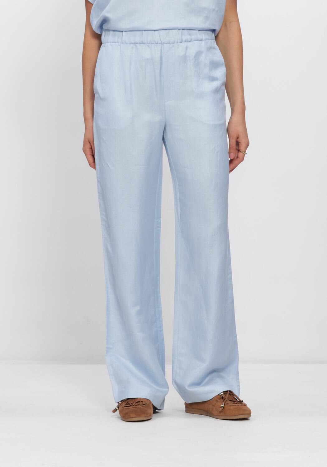 Blauwe MINUS Pantalon MSSABBI LINEN PANT - large