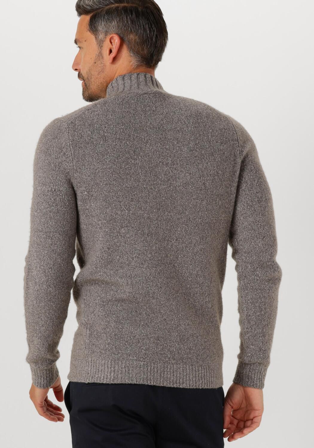 Profuomo Heren Truien & Vesten Pullover Mock Neck Boiled Wool - Bruin, foto 3
