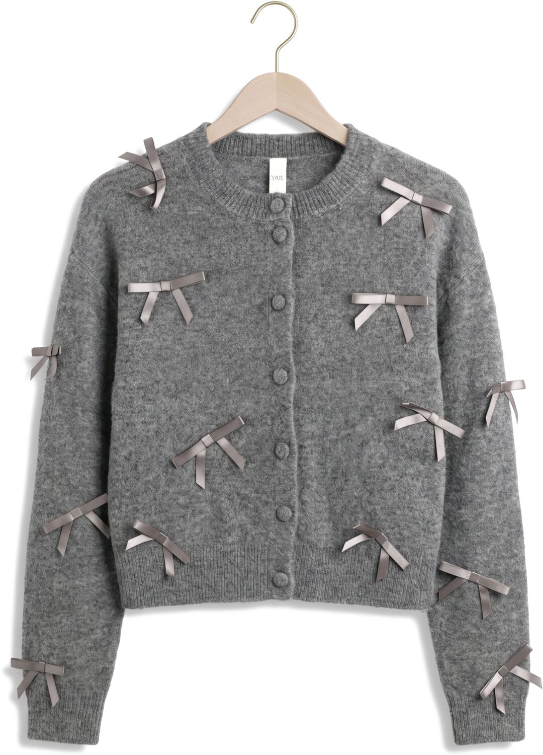 Yas Dames Truien & Vesten Yasfrilo Ls Bow Knit Cardigan - Grijs, foto 2