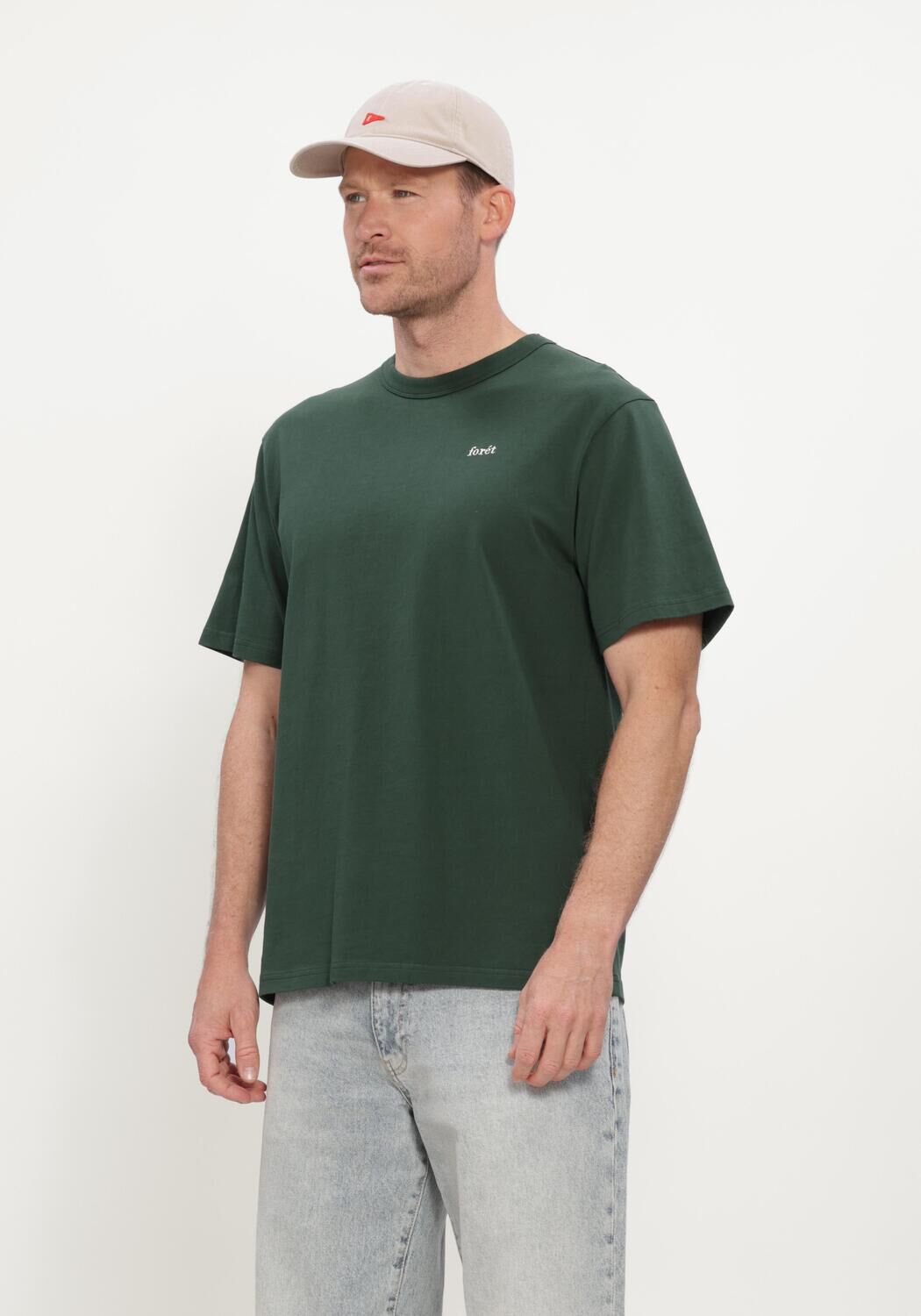 Donkergroene FOR&Eacute;T T-shirt OAK PIGMENT DYE T-SHIRT - large