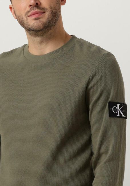 Olijf CALVIN KLEIN Trui BADGE WAFFLE LS TEE - large