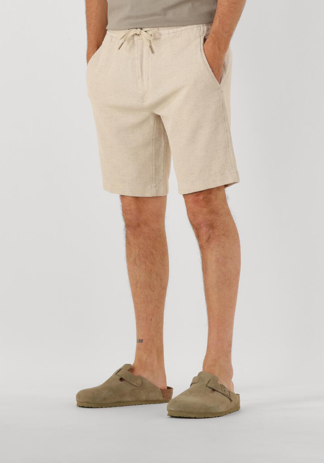 CAST IRON Heren Broeken Chino Shorts Structure Beige