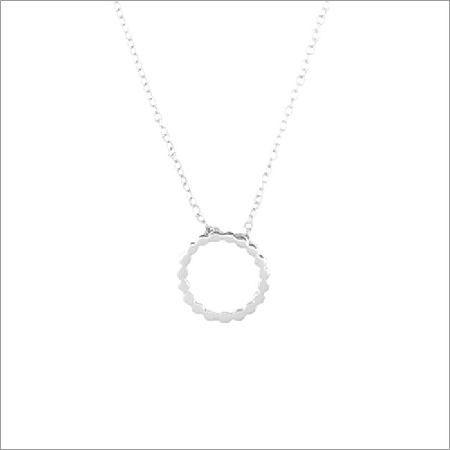 Zilveren ALLTHELUCKINTHEWORLD Ketting FORTUNE NECKLACE DOTTED CIRCLE - large