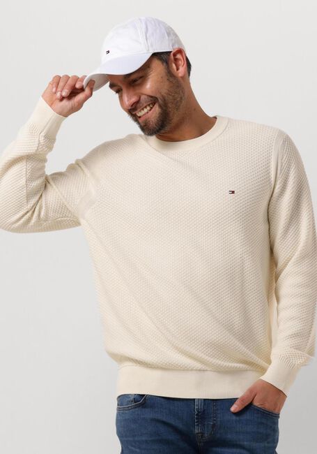 Beige TOMMY HILFIGER Trui OVAL STRUCTURE CREW NECK - large