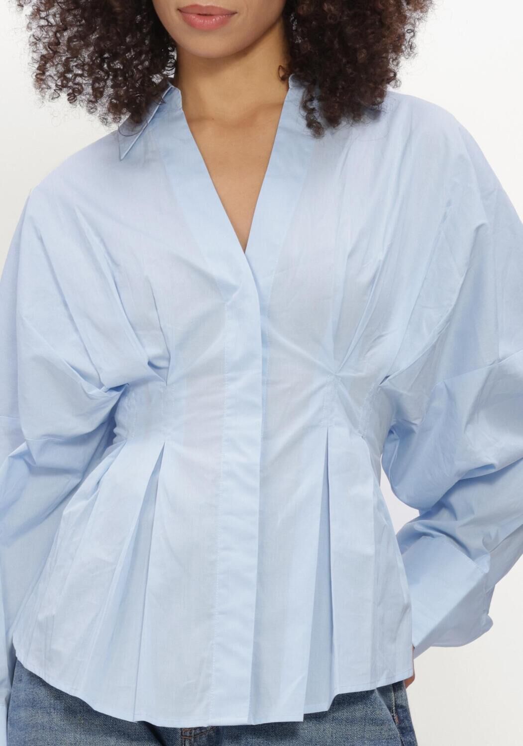 Lichtblauwe CATWALK JUNKIE Blouses BLOUSE WITH WAIST PLEATS - large