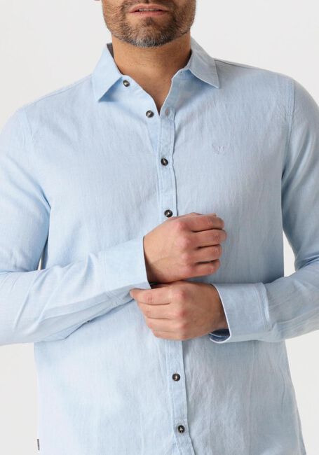 Blauwe PME LEGEND Casual overhemd LONG SLEEVE SHIRT COTTON LINEN 2 TONE - large