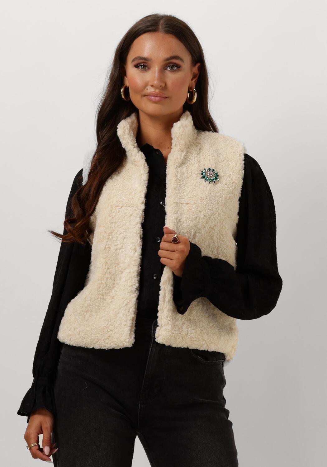 POM AMSTERDAM Dames Blazers Gilet Teddy Love Ecru