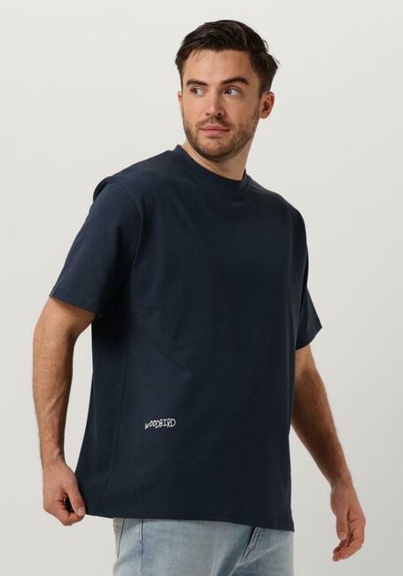 Donkerblauwe WOODBIRD T-shirt WBBAINE VASE TEE - large