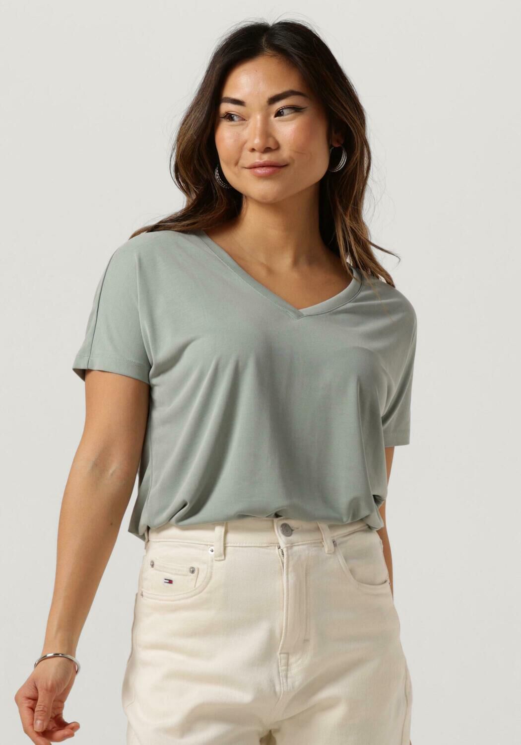 MSCH COPENHAGEN Dames Tops & T-shirts Mschfenya Modal V Neck Tee Groen